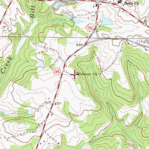 Topographic Map of Midway Baptist Church, SC
