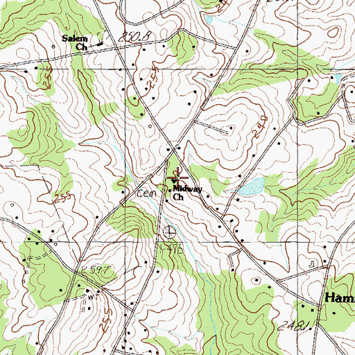 Topographic Map of Midway Church, SC