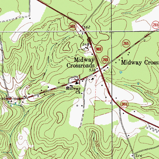Topographic Map of Midway Church, SC