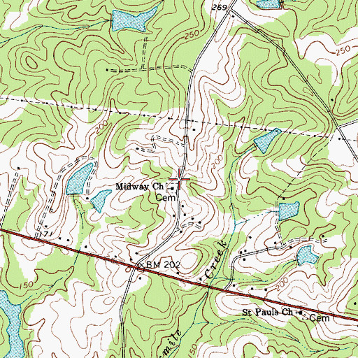 Topographic Map of Midway Baptist Church, SC