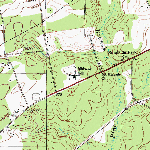 Topographic Map of Midway School, SC