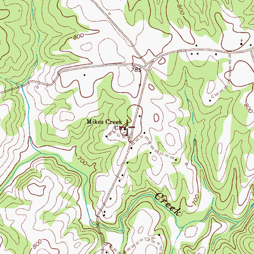 Topographic Map of Mikes Creek Baptist Church, SC