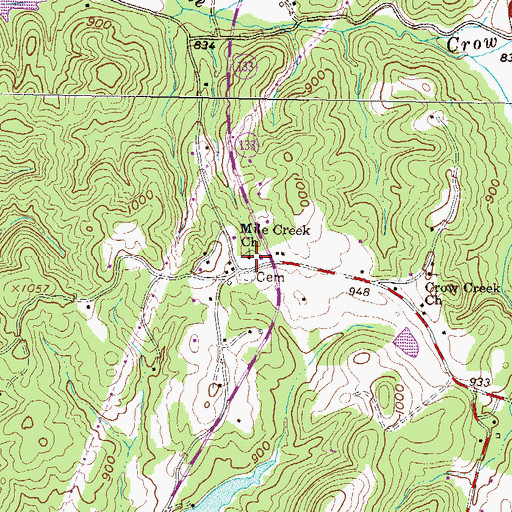 Topographic Map of Mile Creek Baptist Church, SC