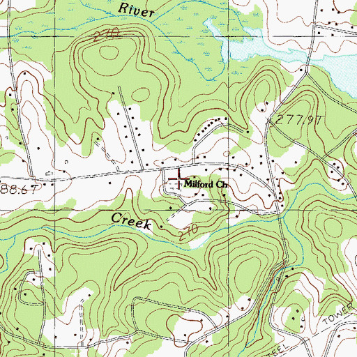 Topographic Map of Milford Church, SC