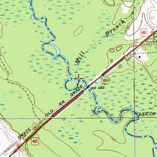 Topographic Map of Mill Branch, SC