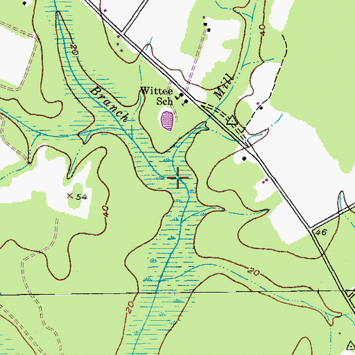 Topographic Map of Mill Creek, SC