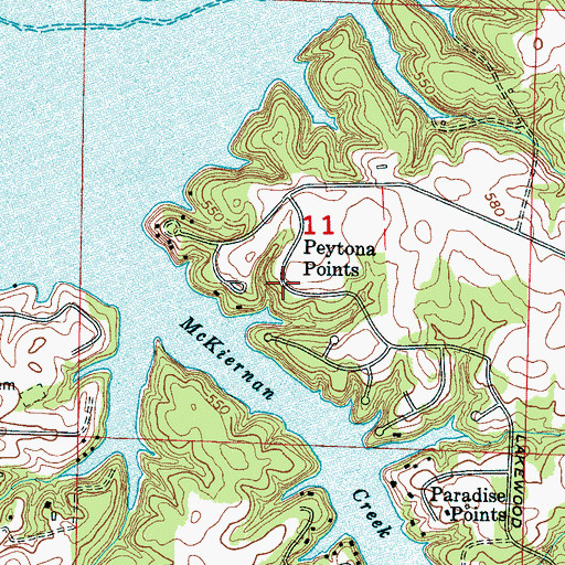 Topographic Map of Peytona Points, AL