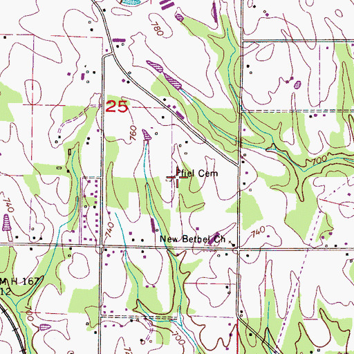Topographic Map of Pfiel Cemetery, AL