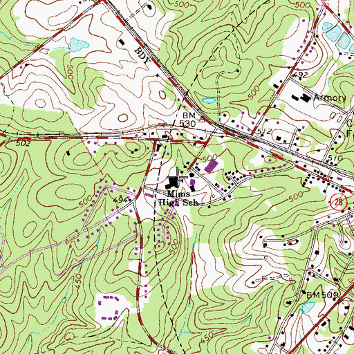 Topographic Map of Mims High School, SC