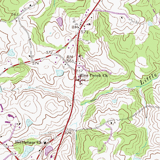Topographic Map of Mine Creek Church, SC