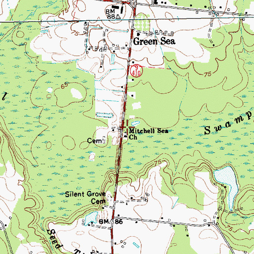 Topographic Map of Mitchell Sea Church, SC