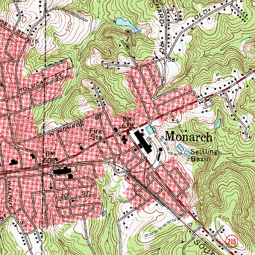 Topographic Map of Monarch, SC
