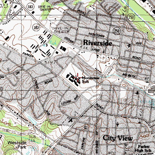 Topographic Map of Monaview School, SC