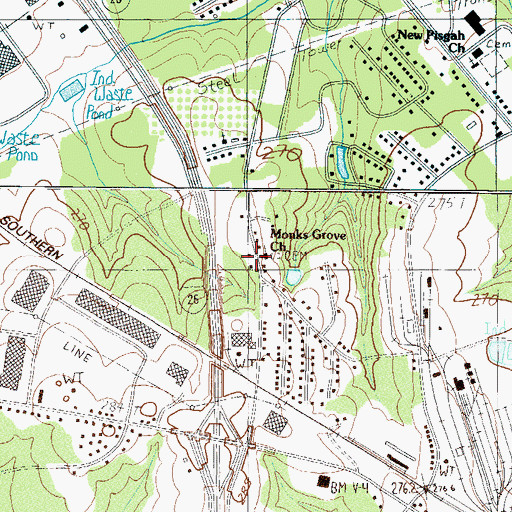 Topographic Map of Monks Grove Baptist Church, SC