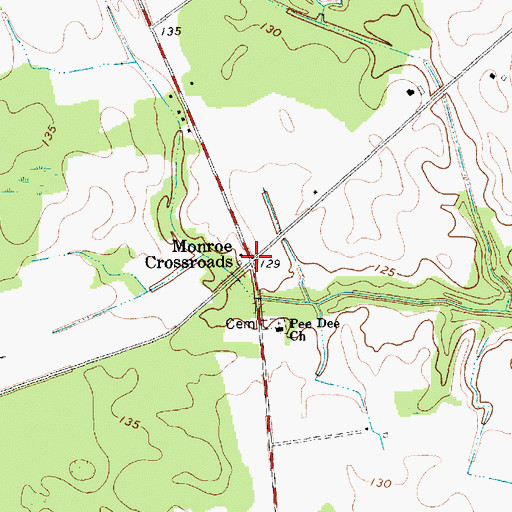 Topographic Map of Monroe Crossroads, SC