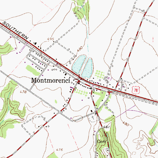 Topographic Map of Montmorenci, SC
