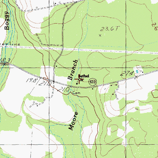 Topographic Map of Bethel Church, SC