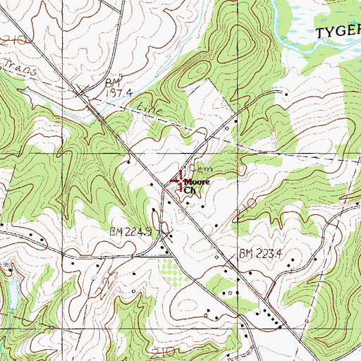 Topographic Map of Moore Church, SC