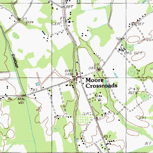 Topographic Map of Moore Crossroads, SC