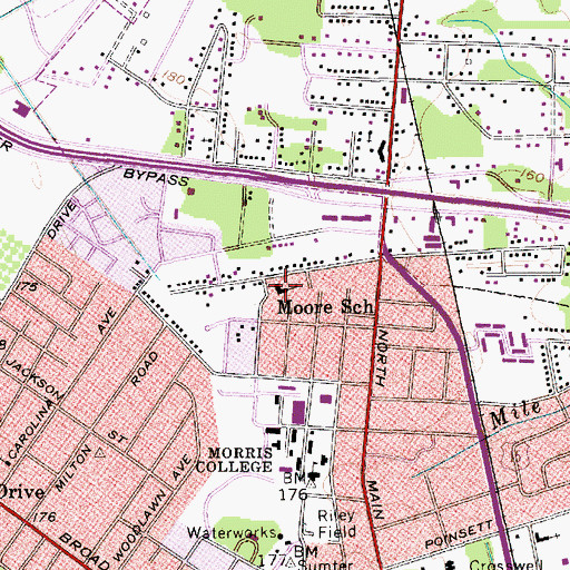Topographic Map of Moore School, SC