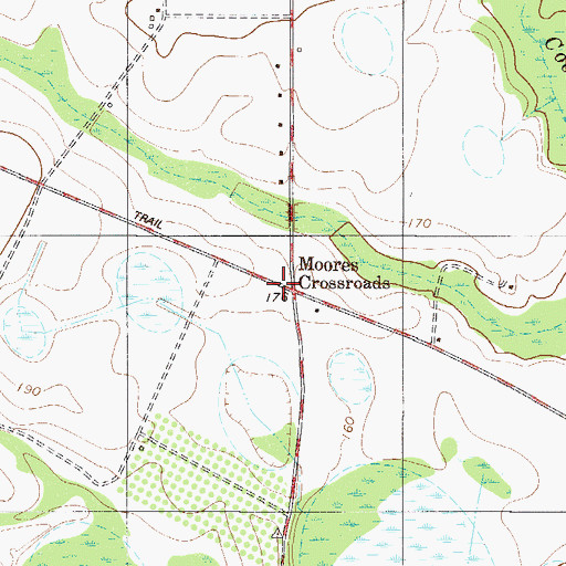 Topographic Map of Moores Crossroads, SC