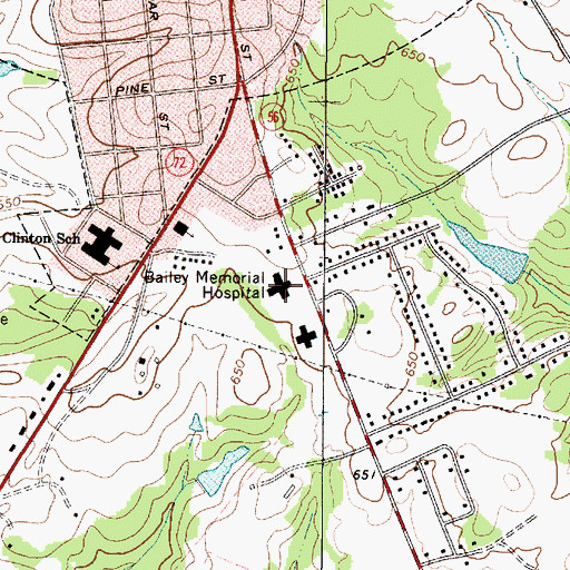 Topographic Map of Bailey Memorial Hospital, SC