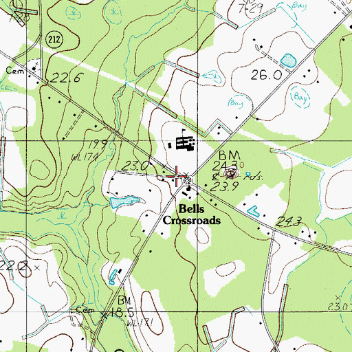 Topographic Map of Bells Crossroads, SC