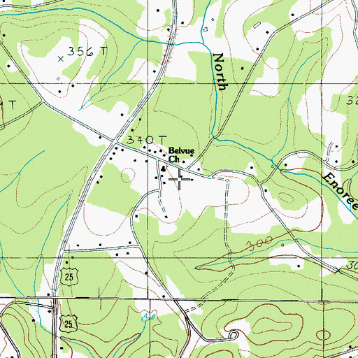 Topographic Map of Belvue Church, SC