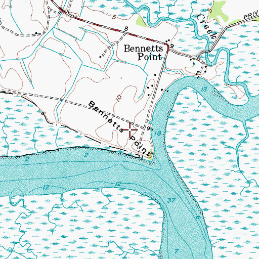 Topographic Map of Bennetts Point, SC