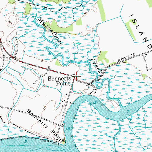 Topographic Map of Bennetts Point, SC