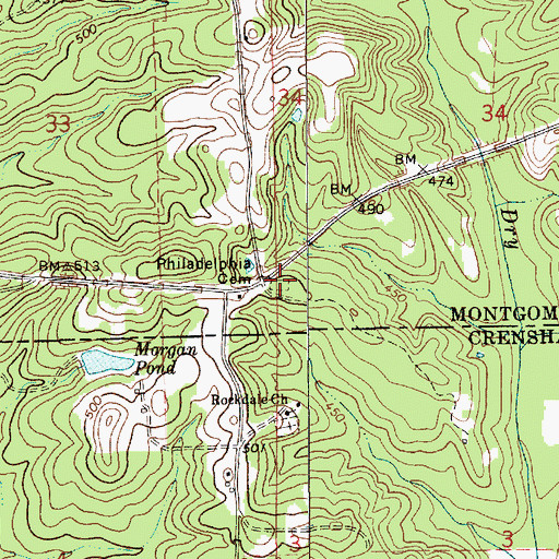 Topographic Map of Philadelphia Cemetery, AL