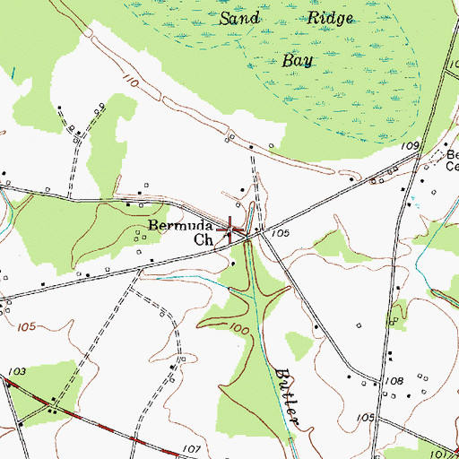 Topographic Map of Bermuda Church, SC