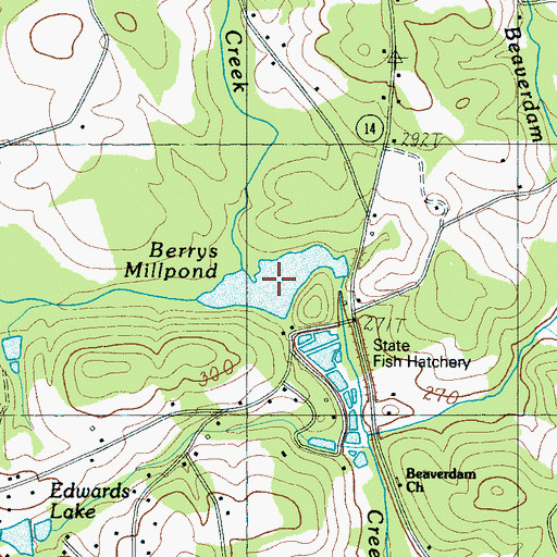 Topographic Map of Berrys Millpond, SC