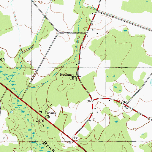 Topographic Map of Bethany Church, SC