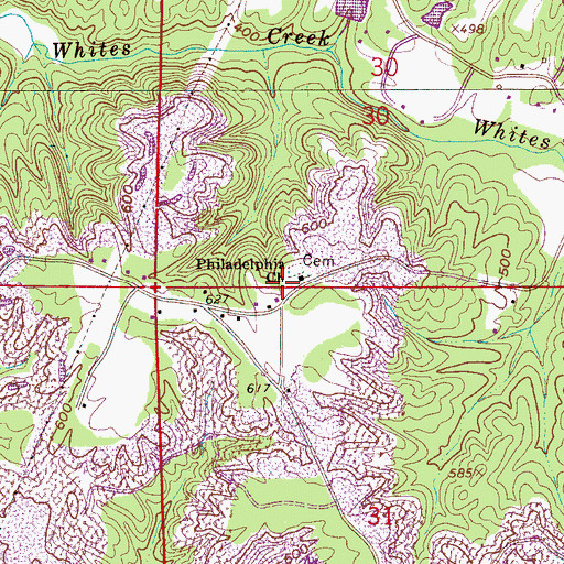 Topographic Map of Philadelphia Church, AL