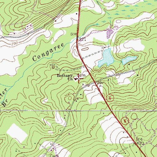 Topographic Map of Bethany Lutheran Church, SC