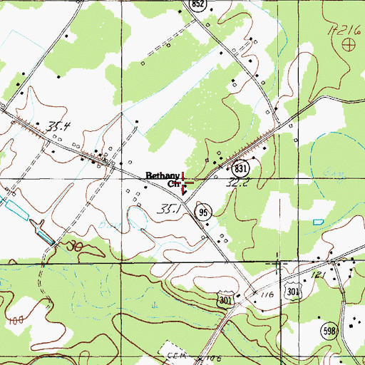 Topographic Map of Bethany Church, SC