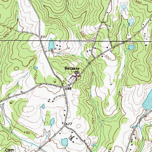 Topographic Map of Bethany Church, SC