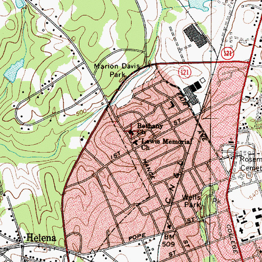 Topographic Map of Bethany Lutheran Church, SC