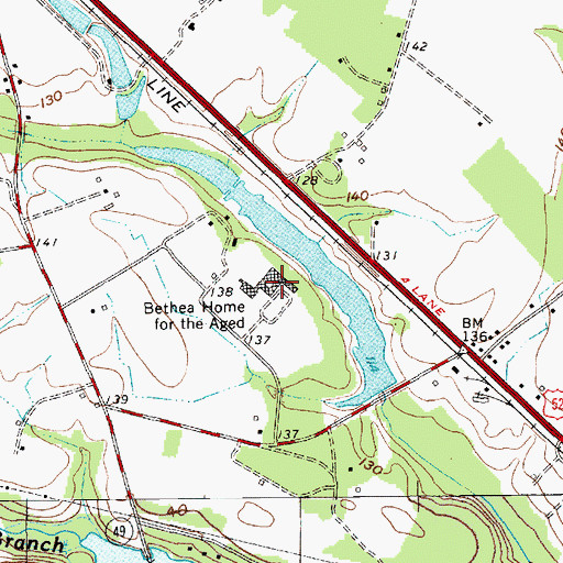Topographic Map of Bethea Home for the Aged, SC