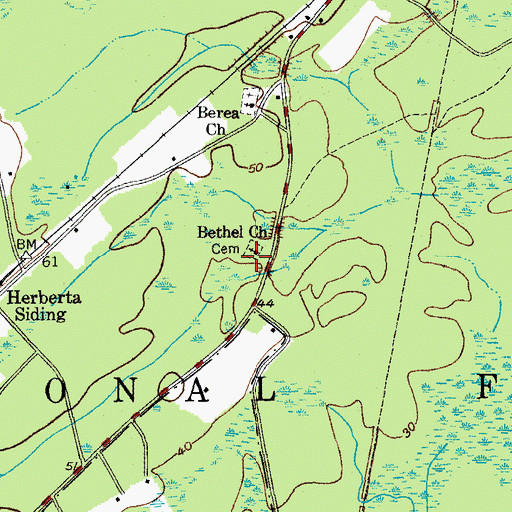 Topographic Map of Bethel Baptist Church, SC