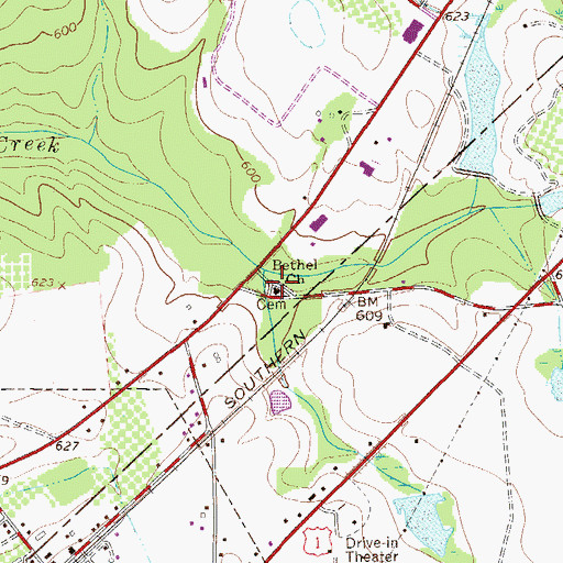 Topographic Map of Bethel Church, SC