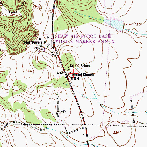 Topographic Map of Bethel Church, SC