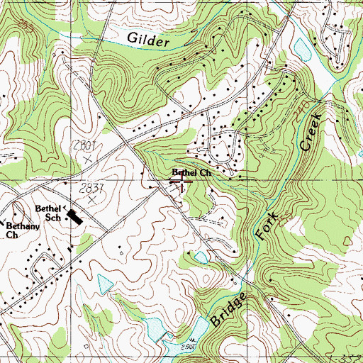 Topographic Map of Bethel Church, SC