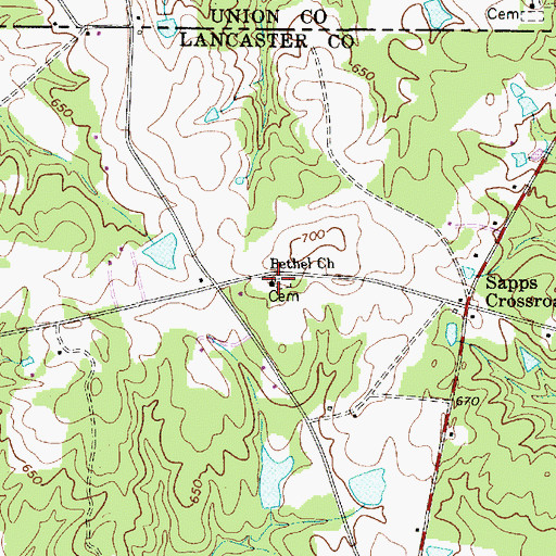 Topographic Map of Bethel Church, SC