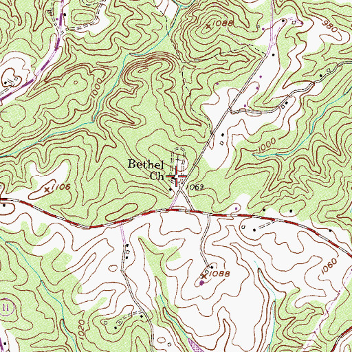 Topographic Map of Bethel Church, SC