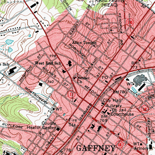 Topographic Map of Bethel Baptist Church, SC