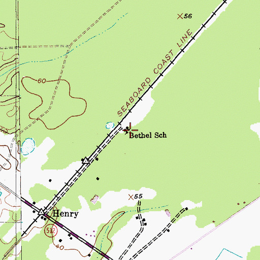 Topographic Map of Bethel School, SC