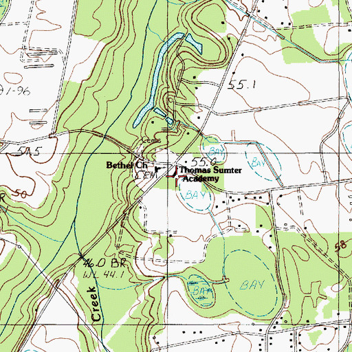 Topographic Map of Thomas Sumter Academy, SC