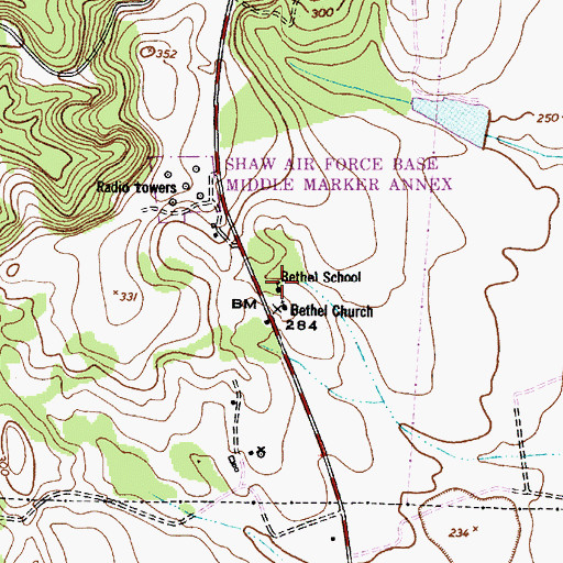Topographic Map of Bethel School, SC
